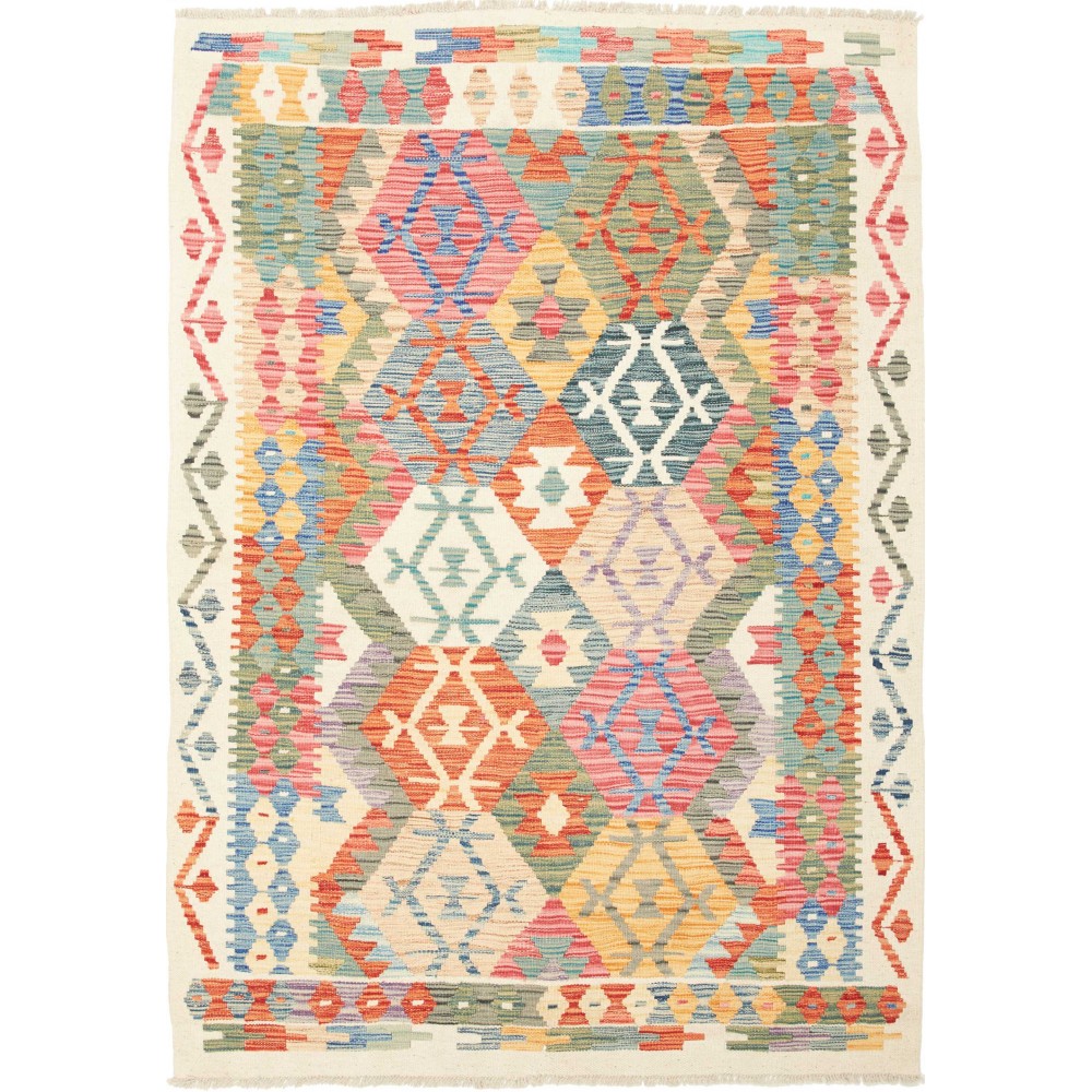Tappeto Kilim Afghanistan beige arancione 128x180
