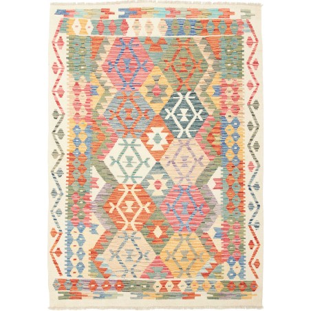 Tappeto Kilim Afghanistan beige arancione 128x180