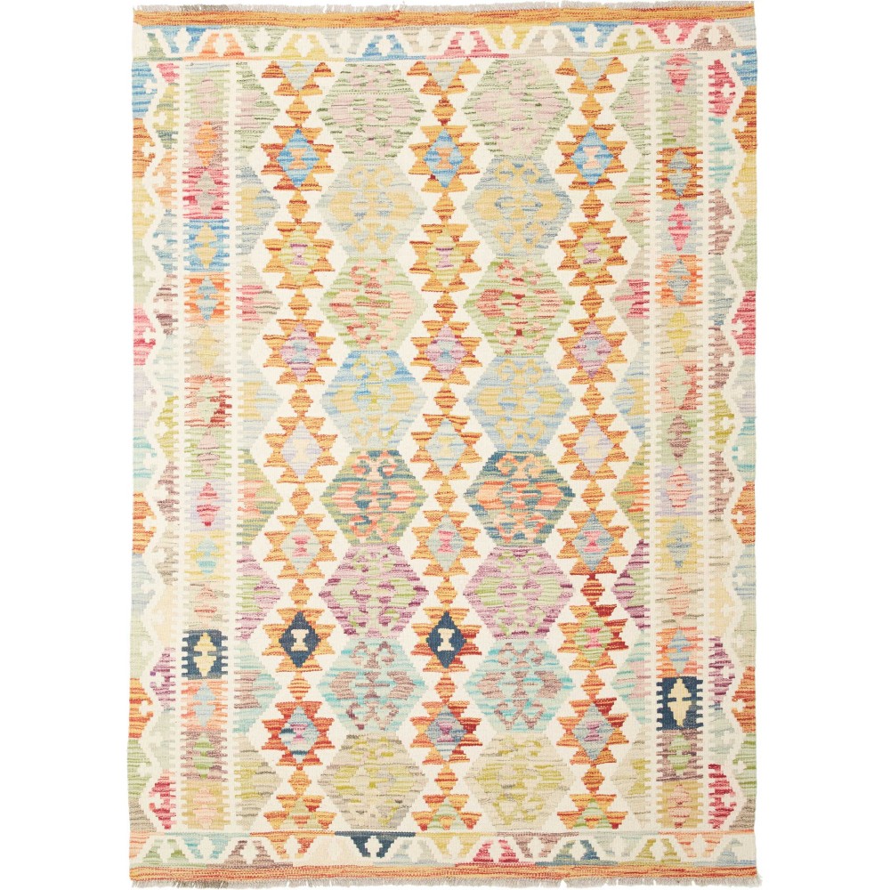 Tappeto Kilim Afghanistan giallo arancione 129x184