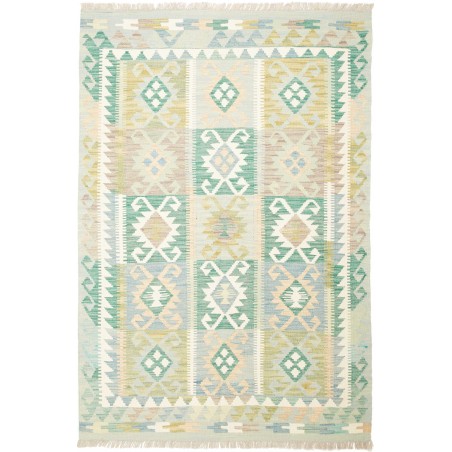 Tappeto Kilim Afghanistan bianco verde 120x180