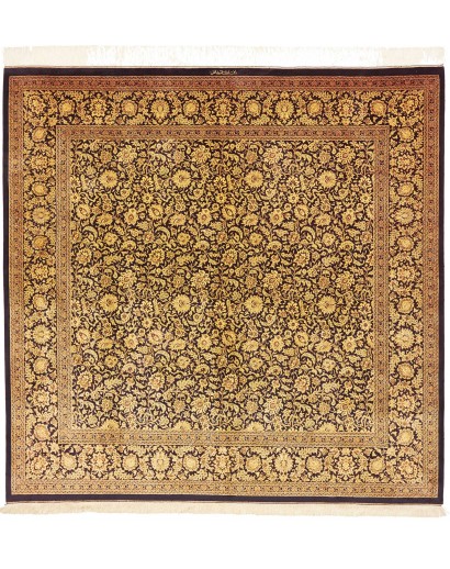 Tappeto Ghom seta Persia marrone 200x200