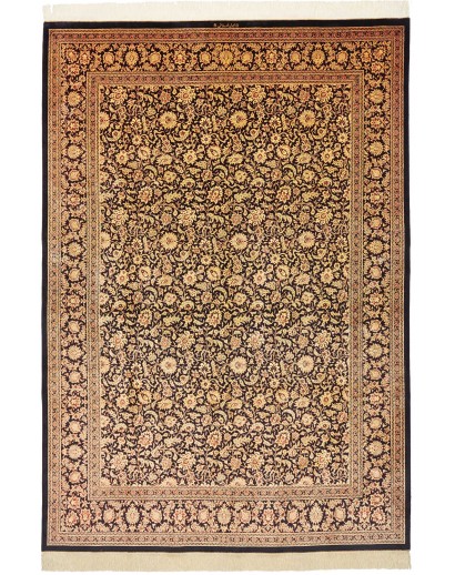 Tappeto Ghom seta Persia marrone blu 200x291