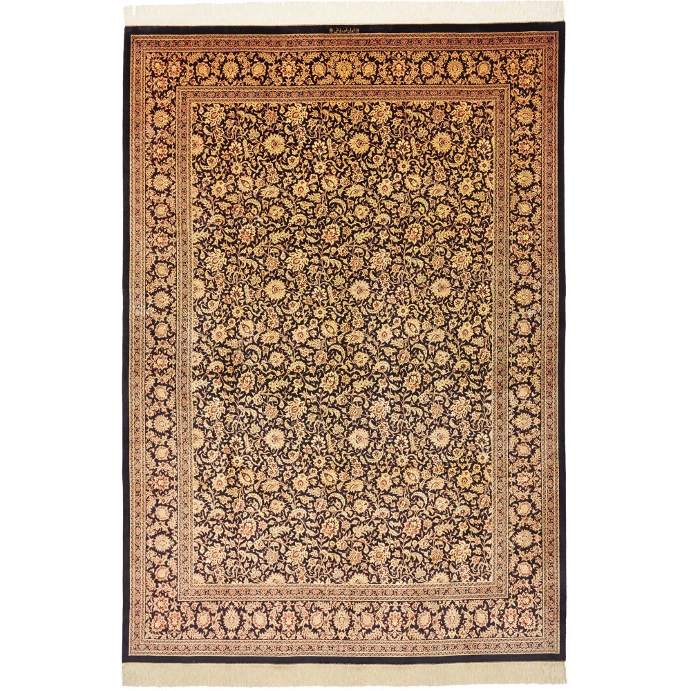 Tappeto Ghom seta Persia marrone blu 200x291