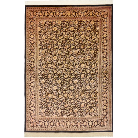 Tappeto Ghom seta Persia marrone blu 200x291