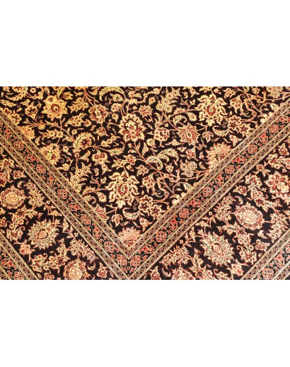 Tappeto Ghom seta Persia marrone blu 200x291