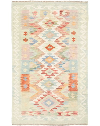 Tappeto Kilim Afghanistan bianco rosso 110x185