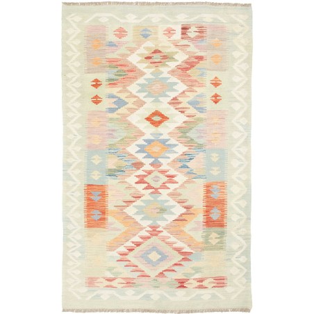 Tappeto Kilim Afghanistan bianco rosso 110x185