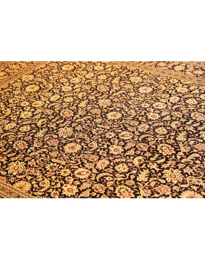 Tappeto Ghom seta Persia marrone blu 200x291