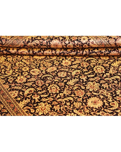 Tappeto Ghom seta Persia marrone blu 200x291