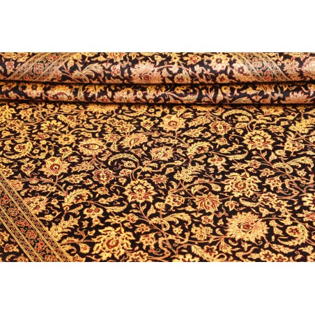 Tappeto Ghom seta Persia marrone blu 200x291