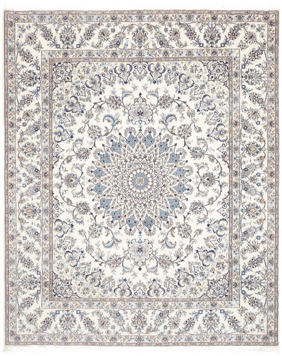Tappeto Nain Kashmar Persia bianco grigio 244x296
