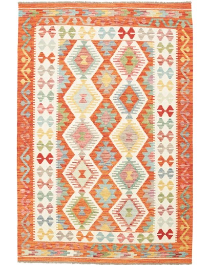 Tappeto Kilim Afghanistan giallo rosso 128x188