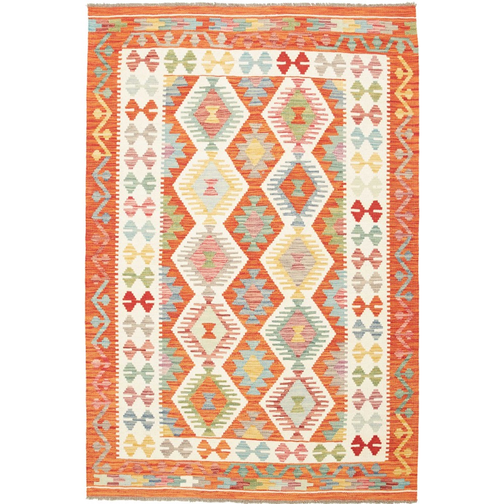 Tappeto Kilim Afghanistan giallo rosso 128x188