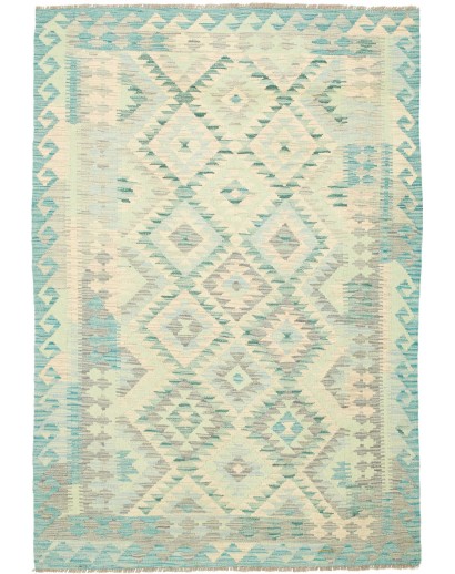 Tappeto Kilim Afghanistan bianco verde 125x182