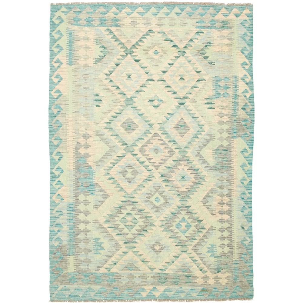 Tappeto Kilim Afghanistan bianco verde 125x182