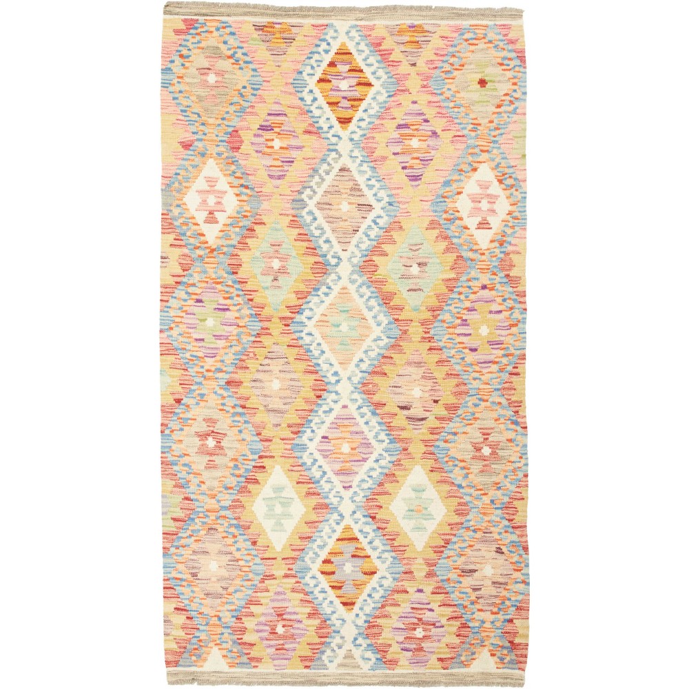 Tappeto Kilim Afghanistan giallo arancione 106x196