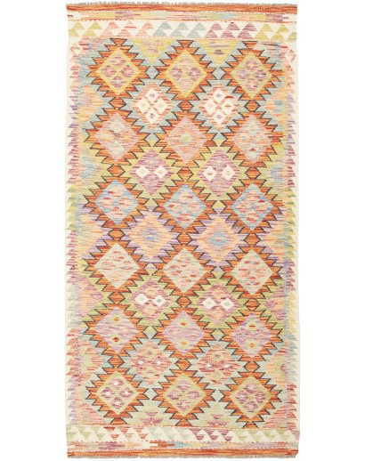 Tappeto Kilim Afghanistan giallo azzurro 102x201