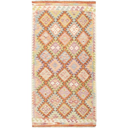 Tappeto Kilim Afghanistan giallo azzurro 102x201