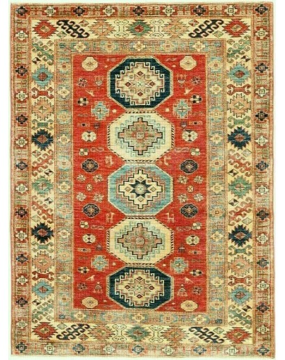 Tappeto Kazak Fine Pakistan marrone giallo 136x189