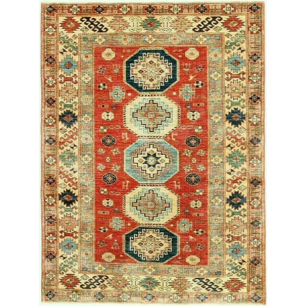 Tappeto Kazak Fine Pakistan marrone giallo 136x189