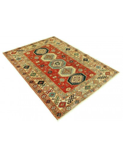 Tappeto Kazak Fine Pakistan marrone giallo 136x189