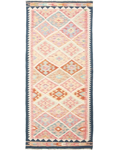 Tappeto Kilim Afghanistan giallo azzurro 95x214