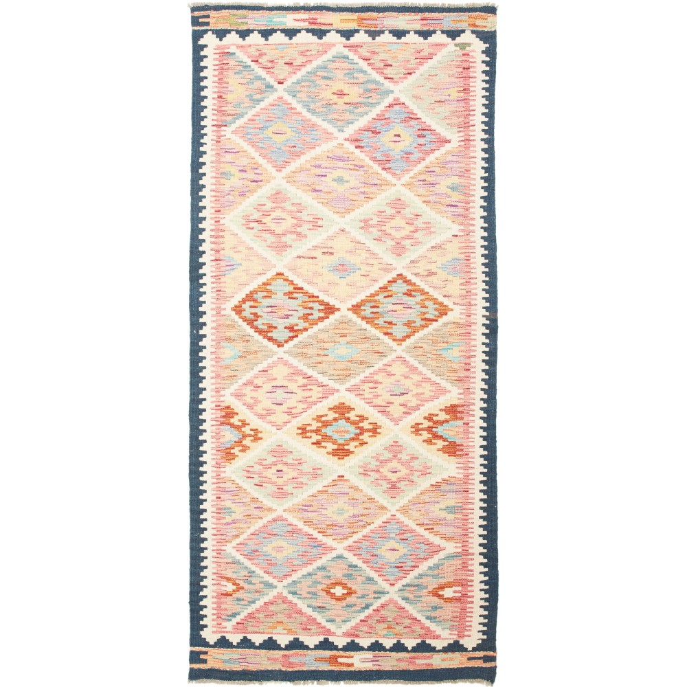 Tappeto Kilim Afghanistan giallo azzurro 95x214
