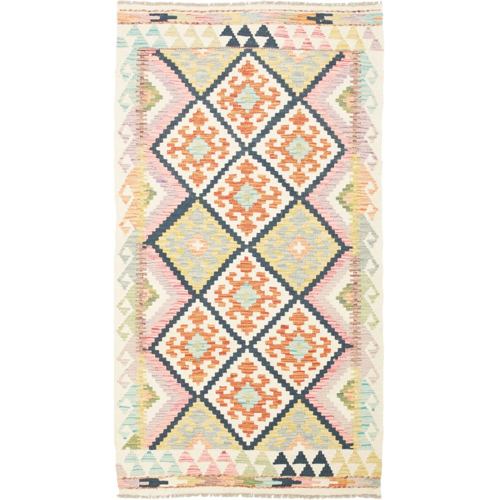 Tappeto Kilim Afghanistan beige azzurro 98x183