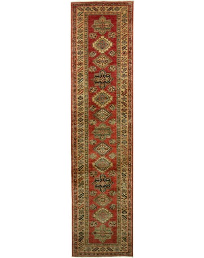 Tappeto Kazak Fine Pakistan marrone bianco 76x319