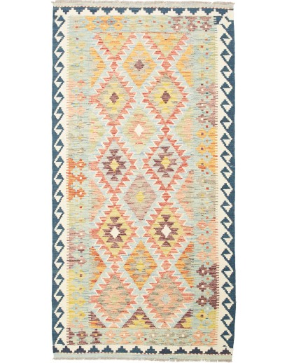 Tappeto Kilim Afghanistan giallo azzurro 99x195