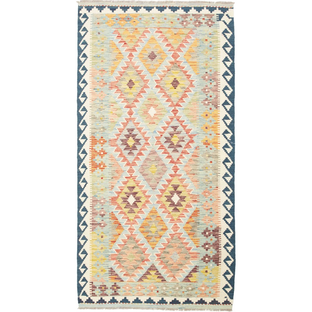 Tappeto Kilim Afghanistan giallo azzurro 99x195