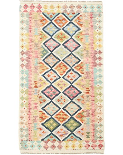 Tappeto Kilim Afghanistan giallo azzurro 104x188
