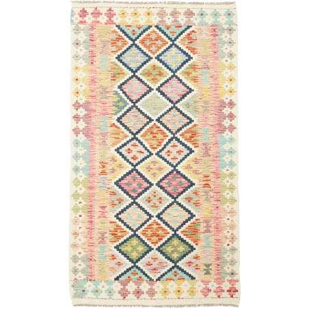 Tappeto Kilim Afghanistan giallo azzurro 104x188