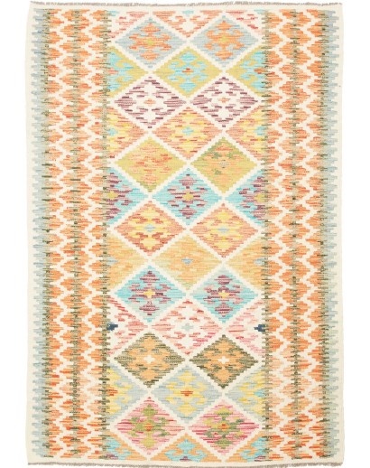 Tappeto Kilim Afghanistan giallo bianco 125x159