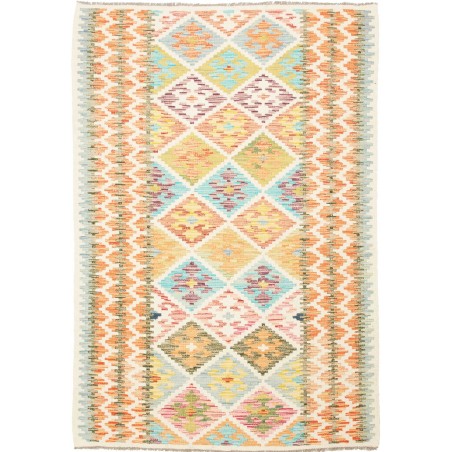 Tappeto Kilim Afghanistan giallo bianco 125x159