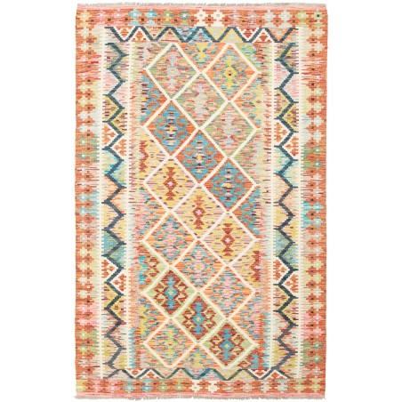 Tappeto Kilim Afghanistan giallo azzurro 123x192