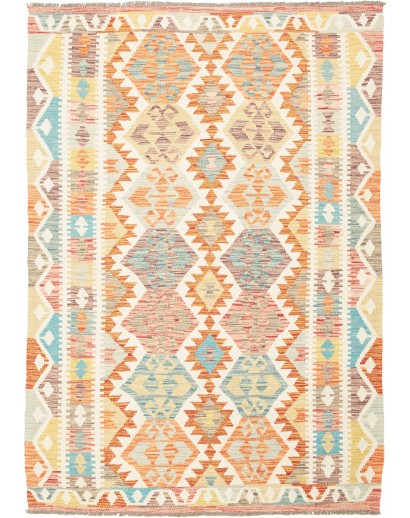 Tappeto Kilim Afghanistan giallo arancione 124x175