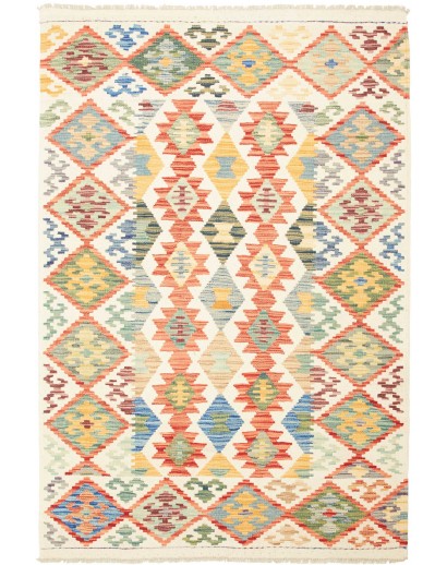 Tappeto Kilim Afghanistan giallo azzurro 125x185