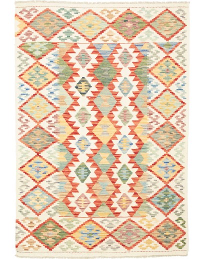 Tappeto Kilim Afghanistan giallo rosso 123x176