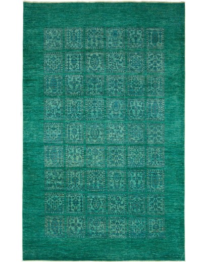 Tappeto Bakhteari Pakistan verde blu 202x314