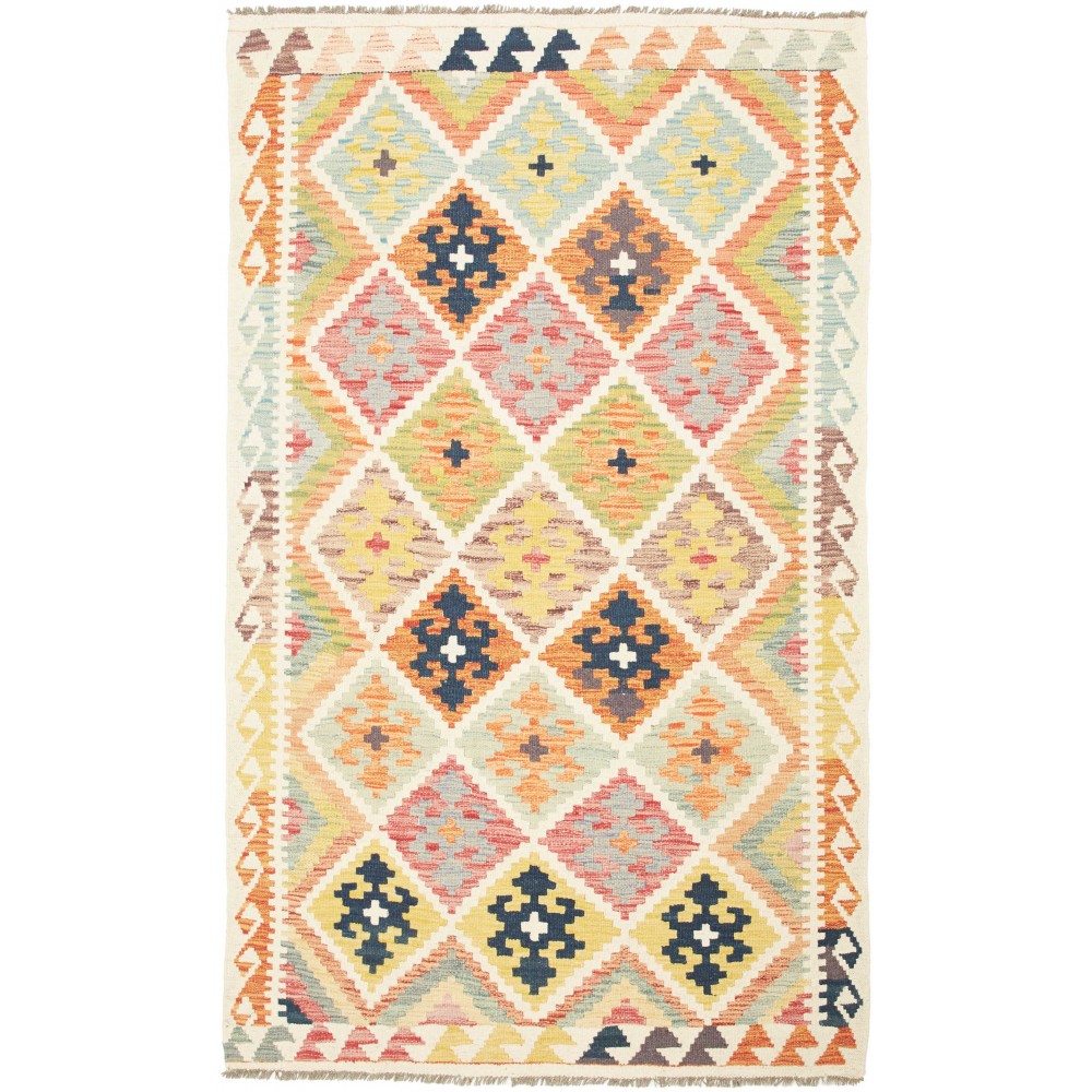 Tappeto Kilim Afghanistan giallo arancione 120x197