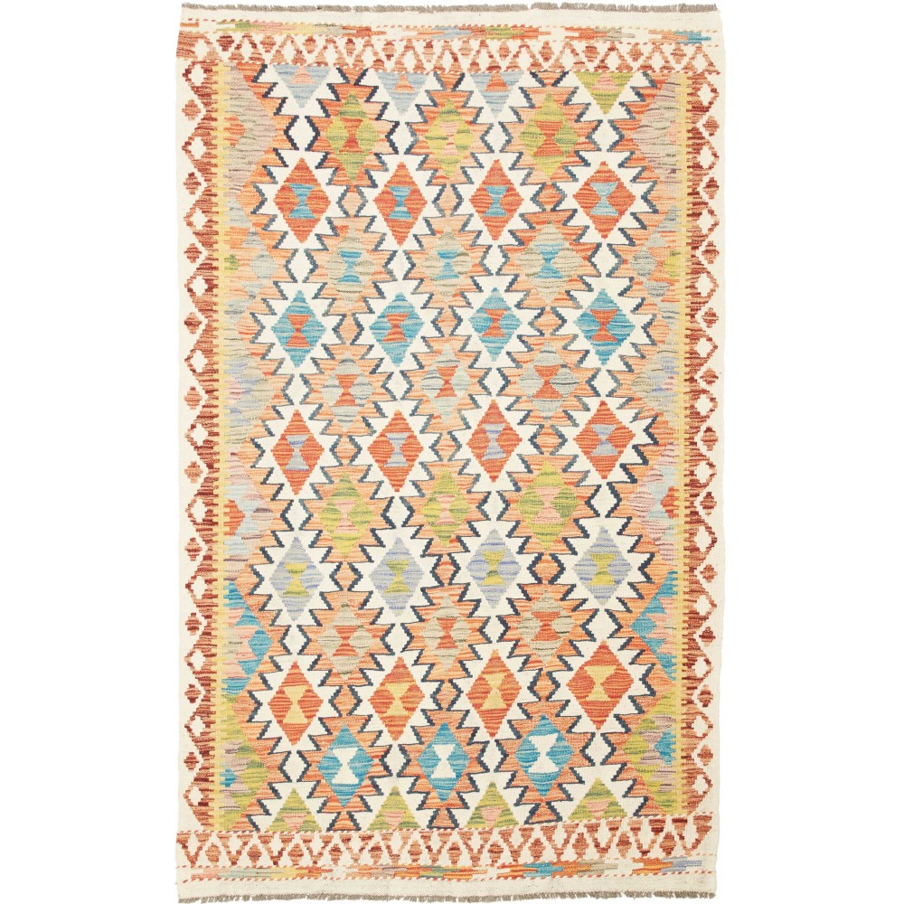 Tappeto Kilim Afghanistan giallo azzurro 120x195