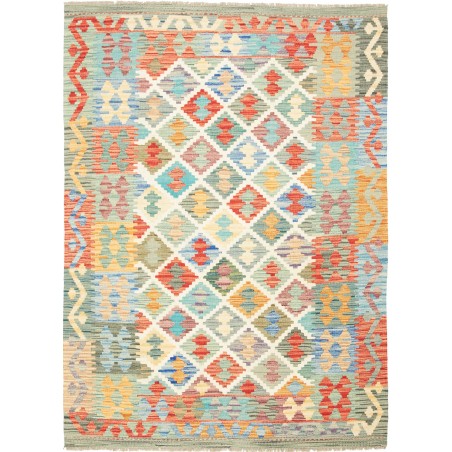 Tappeto Kilim Afghanistan beige azzurro 129x172