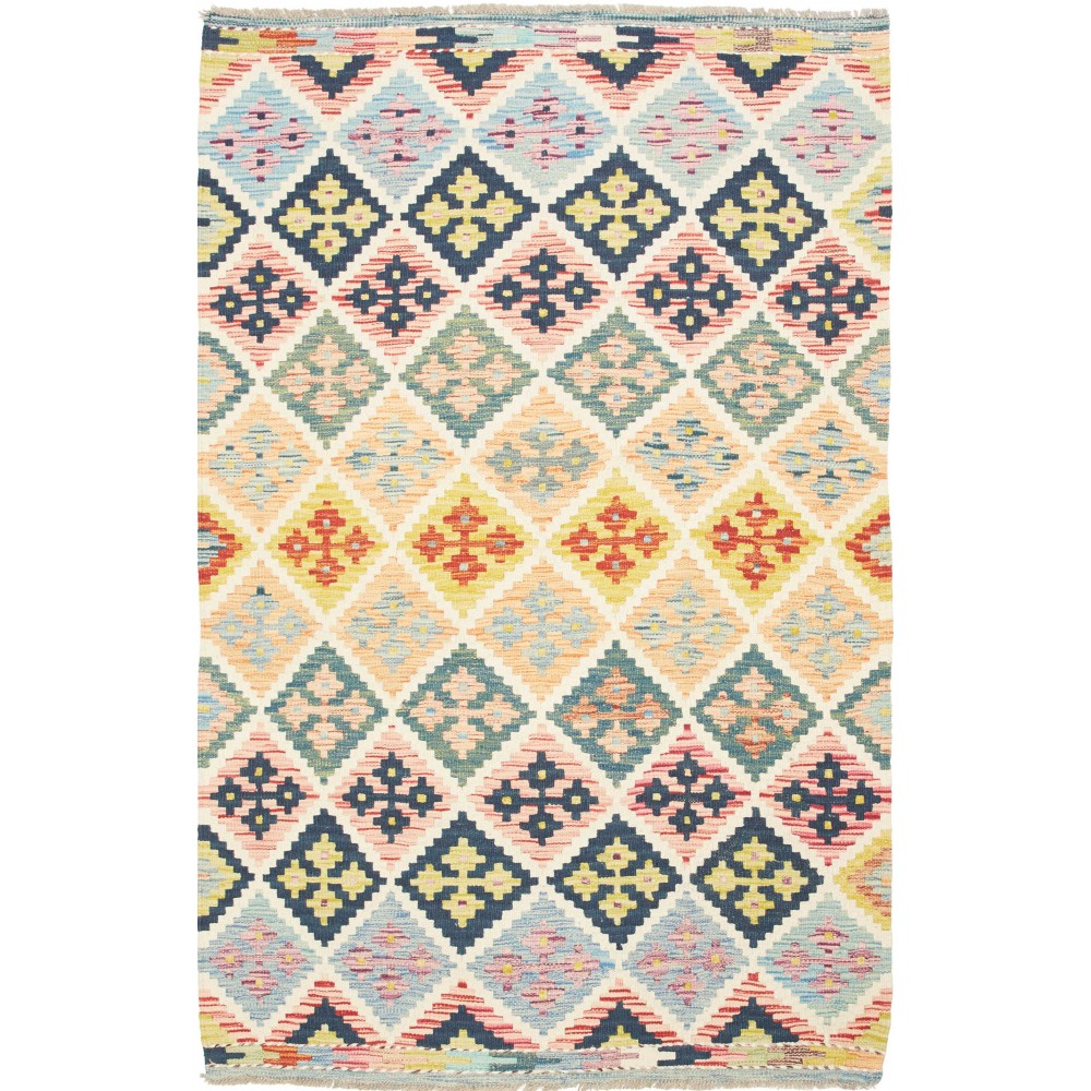 Tappeto Kilim Afghanistan bianco grigio 122x191