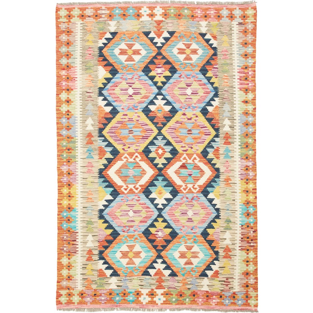 Tappeto Kilim Afghanistan giallo grigio 120x186