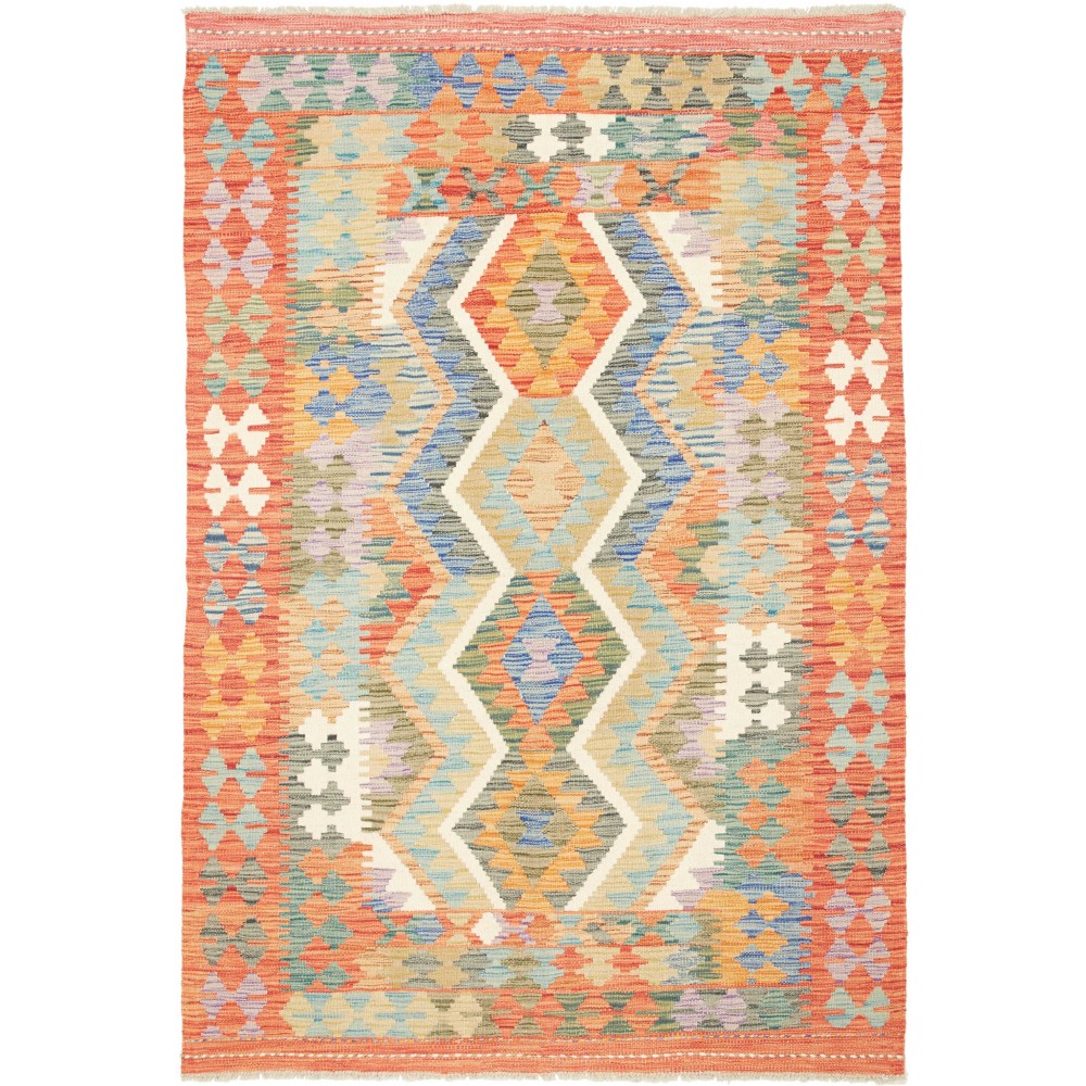 Tappeto Kilim Afghanistan marrone rosso 126x182