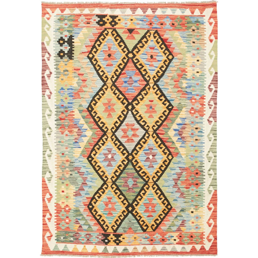 Tappeto Kilim Afghanistan marrone grigio 121x176