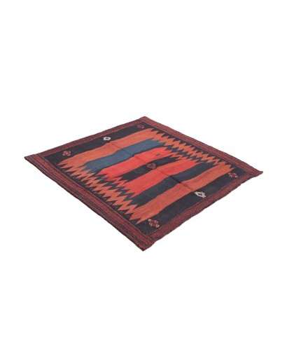 Tappeto Kilim Vintage Persia grigio rosso 134x130