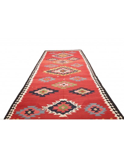 Tappeto Kilim Vintage Persia rosso grigio 200x445