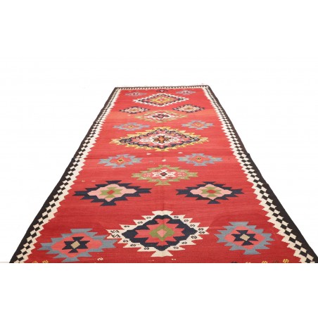 Tappeto Kilim Vintage Persia rosso grigio 200x445